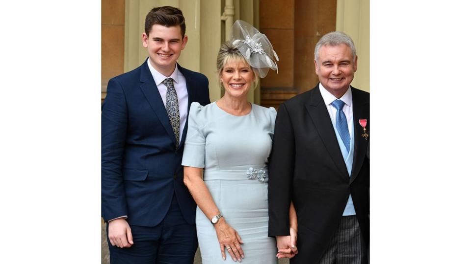 Eamonn Holmes and Ruth Langsford pose for photo at Buckingham Palace with son Jack