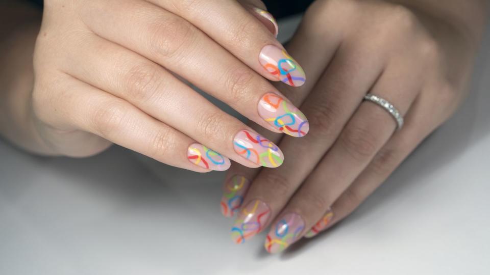 summer nail ideas rainbow abstract nails