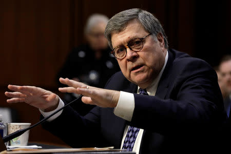 William Barr testifies at a Senate Judiciary Committee hearing on his nomination to be attorney general of the United States on Capitol Hill in Washington, U.S., January 15, 2019. REUTERS/Yuri Gripas