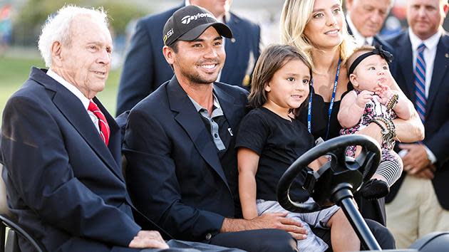 Palmer alongside Jason Day and his family at the 2016 Arnold Palmer Invitational