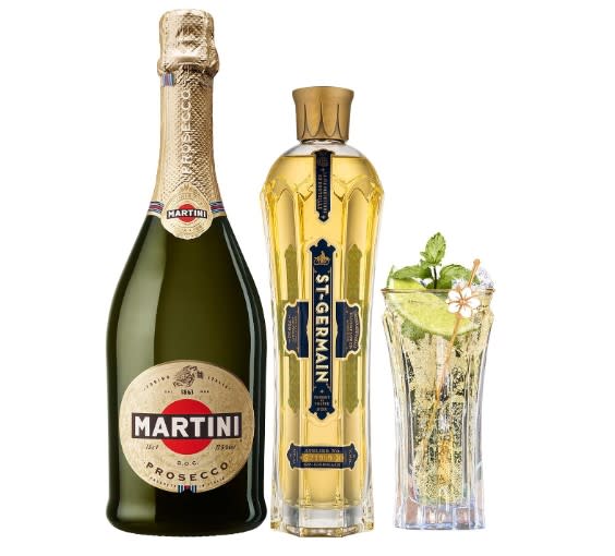 Martini, Prosecco 750 ml, Vino Espumoso + Licor St. Germain 750 ml./Amazon.com.mx