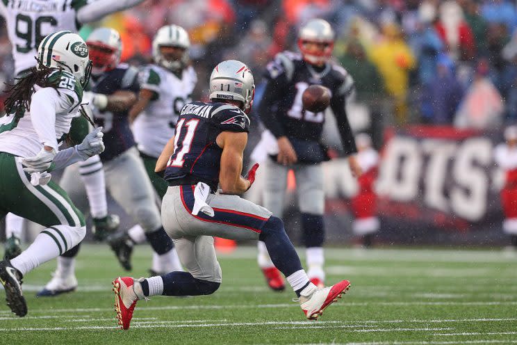 Julian Edelman, unrivaled master of the 11-catch, 80-yard fantasy line. (Photo by Rich Graessle/Icon Sportswire via Getty Images)
