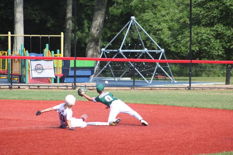 Dover's Des Fennessy looks to field a ball as he mans second base during a 12-0 win over Easton-Redding, Connecticut in the 11U Cal Ripken New England regional tournament Wednesday, July 20, 2022 in New Canaan, Connecticut.
