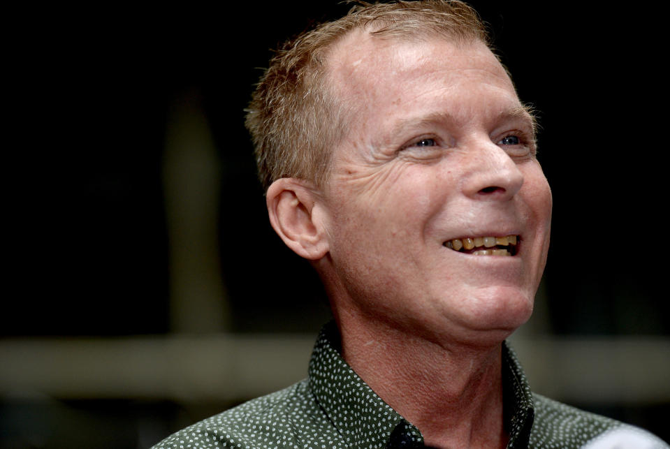 Australian academic Timothy Weeks who has recently been released after being held hostage by the Taliban in Afghanistan holds a press conference in Sydney.