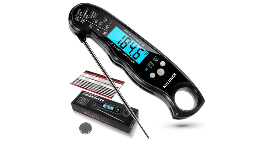 A waterproof digital instant read meat thermometer