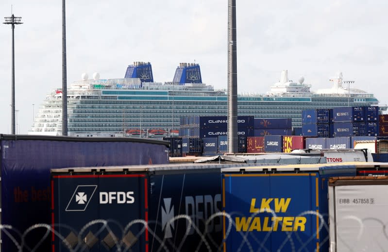 A cruise ship is seen at the port of Zeebrugge