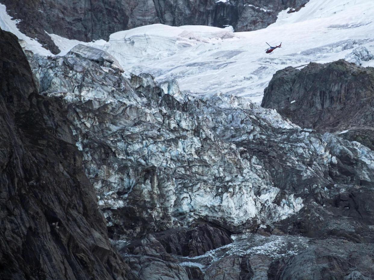 Several dozen people have been evacuated in northwestern Italy as a huge chunk of the glacier in the Mont Blanc massif threatens to break off due to high temperatures: AFP via Getty Images