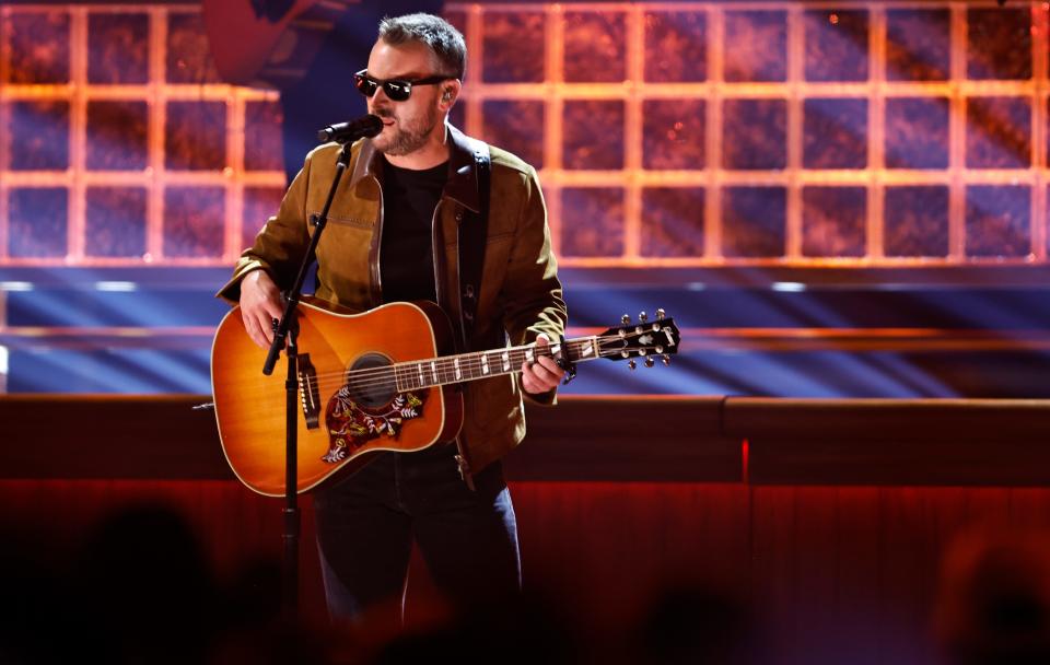 Eric Church, pictured at the 2023 CMA Awards, giving is ownership deeds to fans using bricks of his new Chief's venue in Nashville.