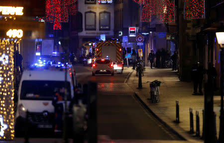 Rescue teams work at the scene of shooting in Strasbourg, France, December 11, 2018. REUTERS/Vincent Kessler