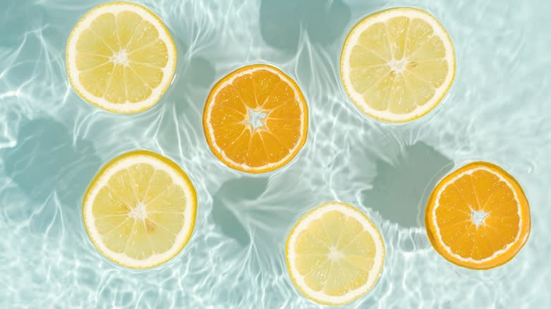 Citrus slices in water 