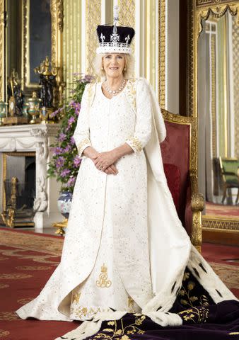 <p>Hugo Burnand/Buckingham Palace via Getty Images</p> Queen Camilla at the coronation on May 8, 2023