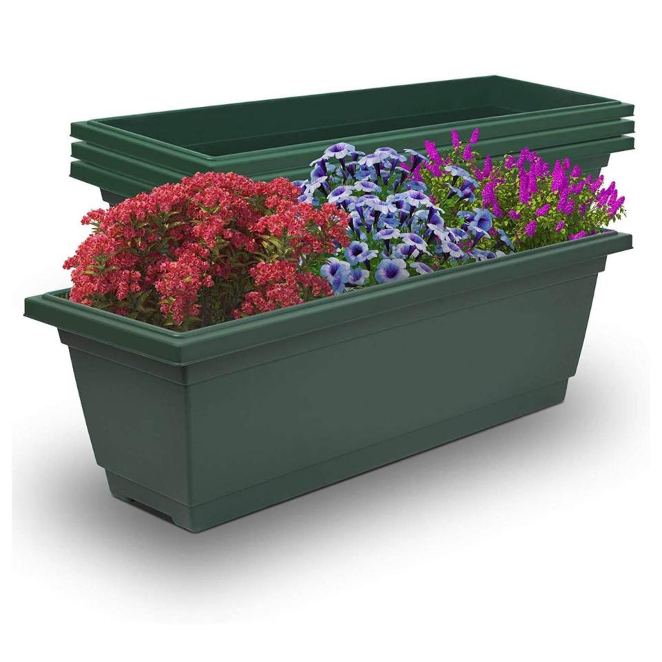 6) Outdoor and Indoor Rectangle Plastic Planter Box (4-Pack)