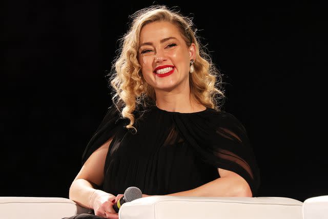 <p>Ernesto Ruscio/Getty Images</p> Amber Heard at the Taormina Film Festival on June 24, 2023