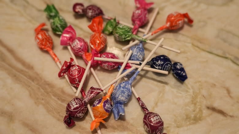 Tootsie Pops on counter