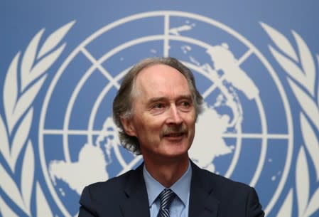 FILE PHOTO: U.N. Special Envoy Pedersen attends a news conference at the UN in Geneva