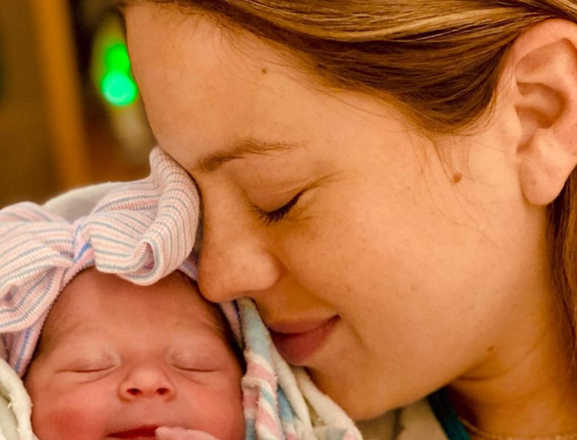 Amanda Pacheco holds her baby girl, born on Feb. 15.