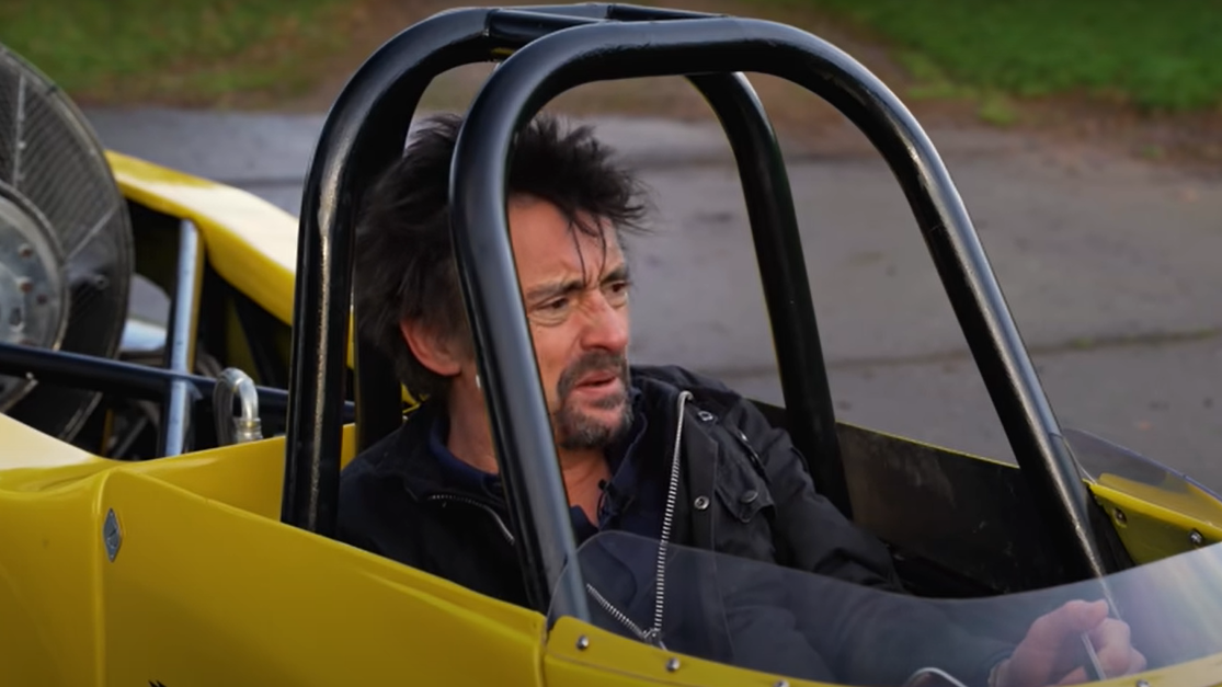 Richard Hammond gets back in car that nearly killed him. (Amazon)