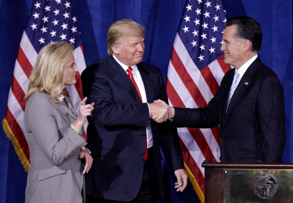 Romney was happy to accept Trump&rsquo;s endorsements during his presidential run in 2012 and in his race for the Senate last year. (Photo: ASSOCIATED PRESS)
