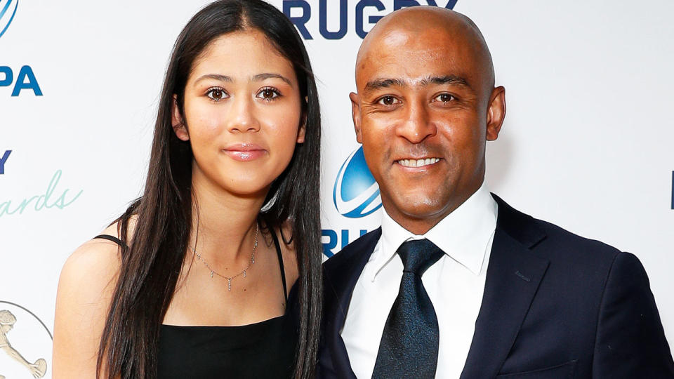 George Gregan and his daughter, pictured here at the 2019 Rugby Australia Awards.