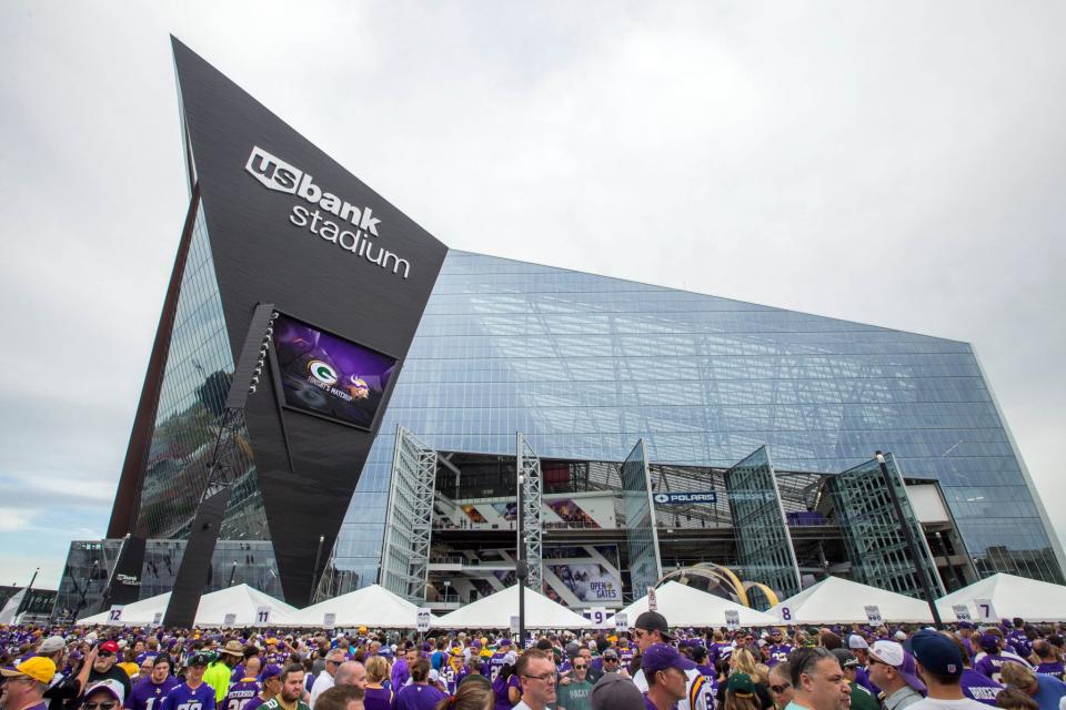 <p>A general view of the extra of U.S. Bank Stadium prior to the game between the Minnesota Vikings and Green Bay Packers. Mandatory Credit: Brace Hemmelgarn-USA TODAY Sports </p>