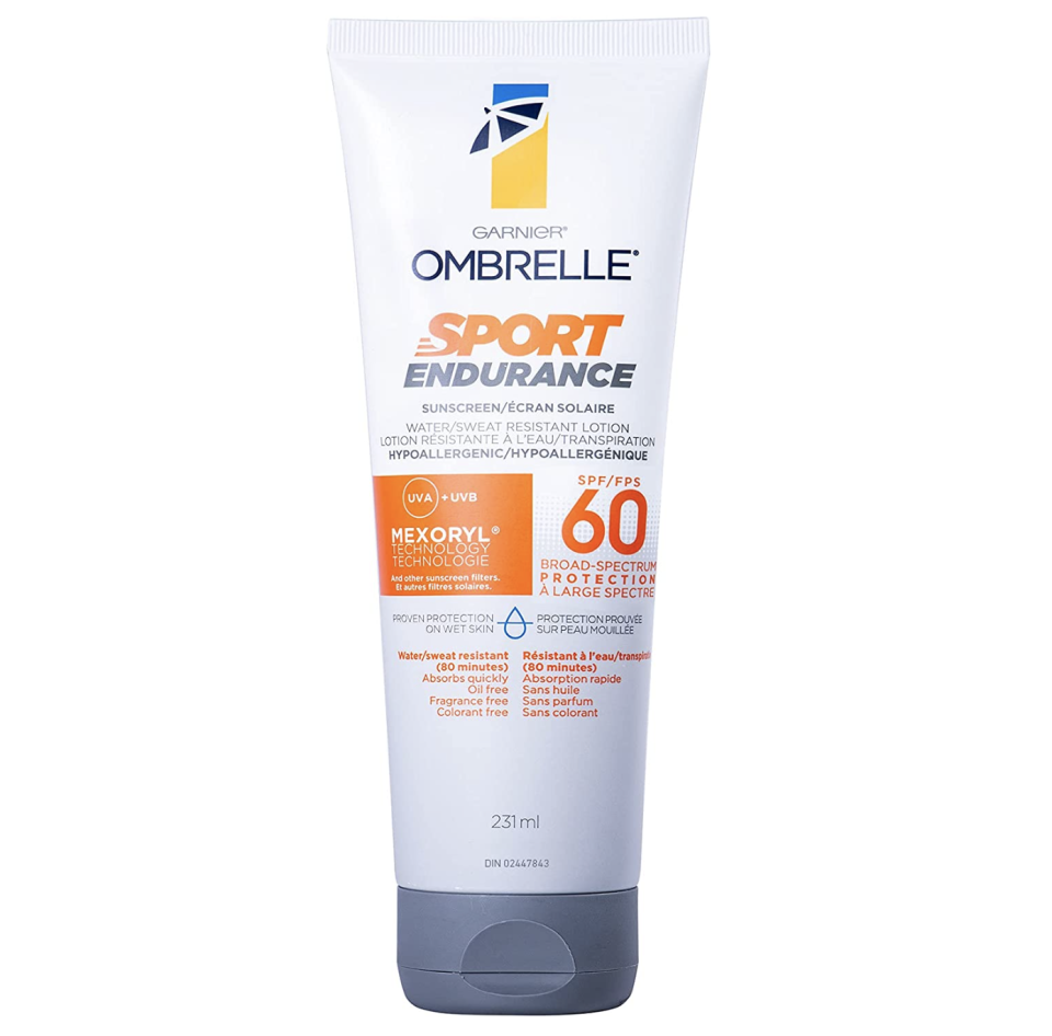 GARNIER Ombrelle Sport Sunscreen Lotion, SPF 50. Image via Amazon.