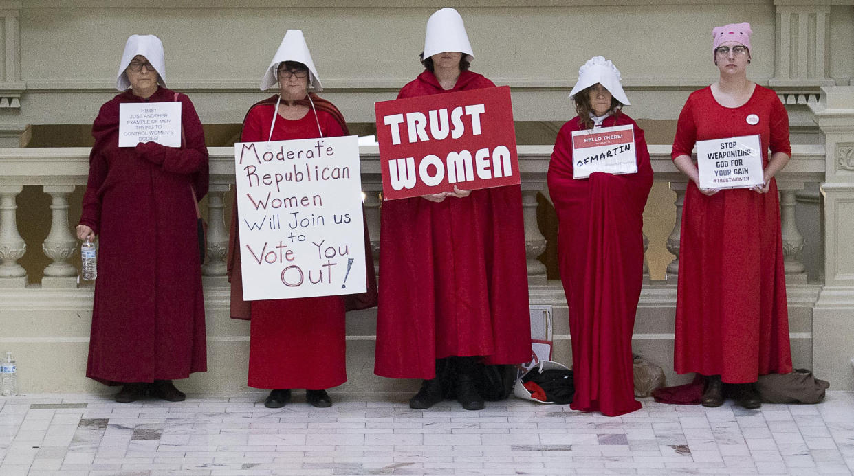 A group of pro-abortion rights demonstrators the 35th legislative day at the Georgia state Capitol building in downtown Atlanta, Friday, March 22, 2019. (Photo: Alyssa Pointer/Atlanta Journal-Constitution via AP)