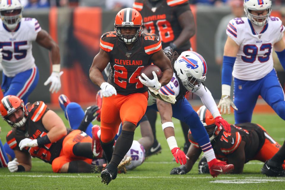 Nick Chubb ranks third in the NFL with 904 rushing yards in nine games played.