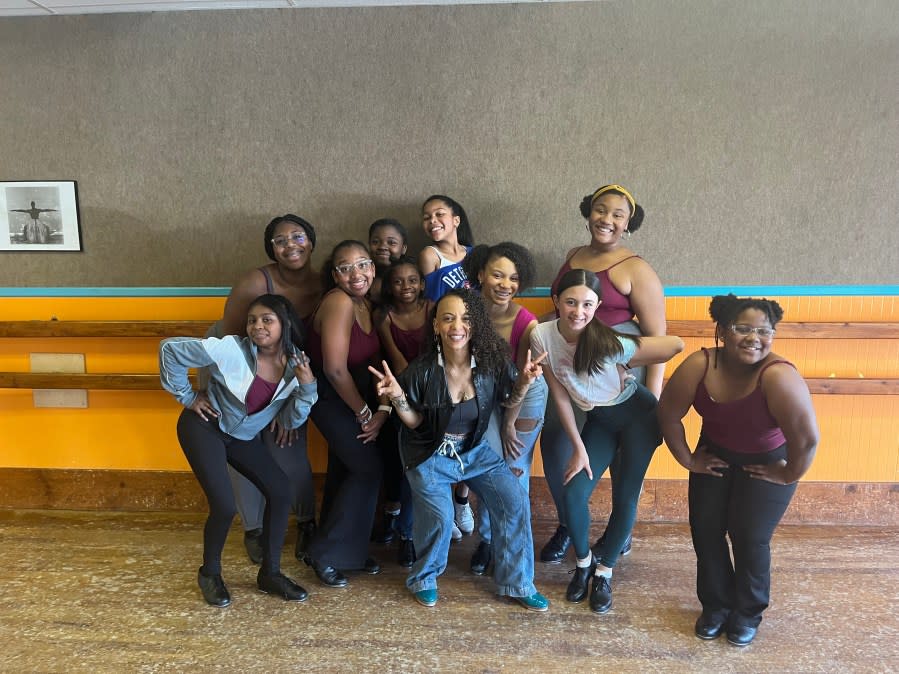 Over the Top Academy of Dance owner and artistic director Jennifer Smith with some of her students.