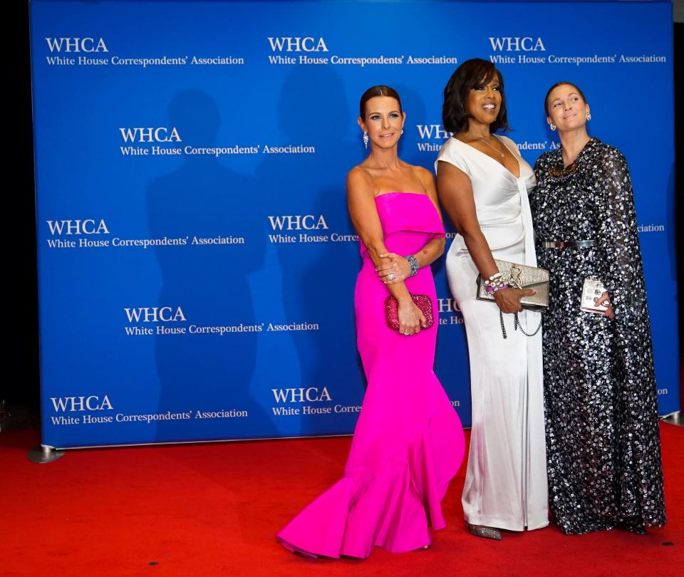 Gayle King (center) joined MSNBC host Stephanie Ruhle (left) and Drew Barrymore (right) on the red carpet.