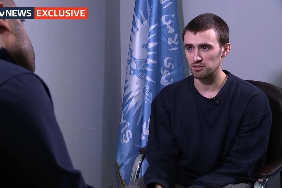 Jack Letts speaking from his prison in Syria, where he has been held after being charged by the YPG with being a member of Isis (ITV/PA Wire)