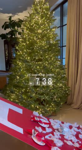 <p>Kourtney Kardashian/Instagram</p> Kourtney Kardashian Barker revealed her Christmas tree and Elf on the Shelf display on her Instagram Story.