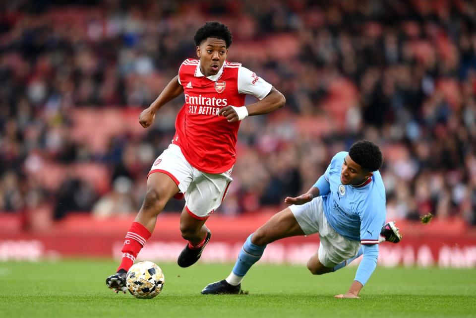 Myles Lewis-Skelly signed his first professional contract with Arsenal in October (Getty)