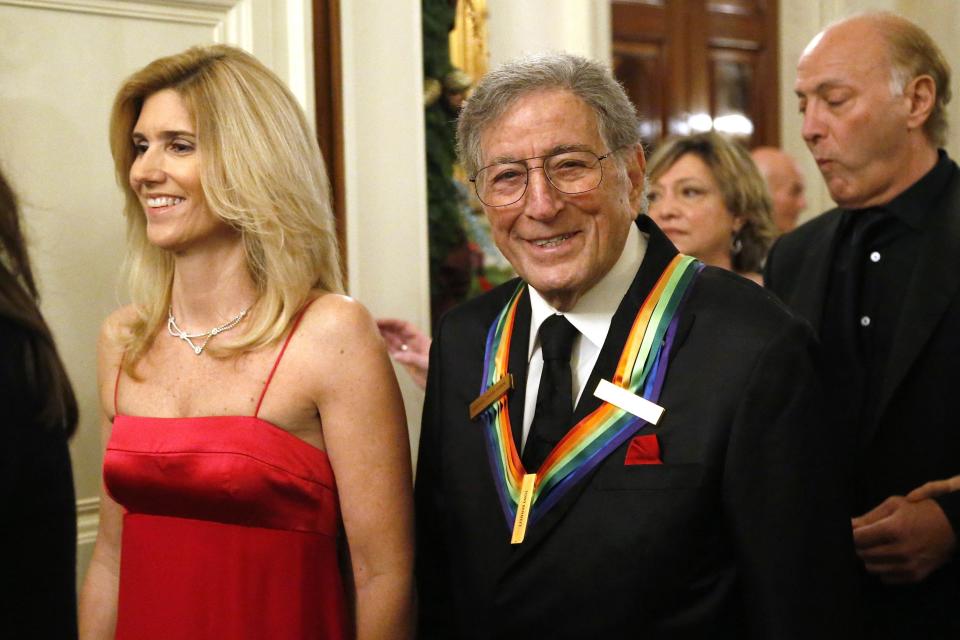 Singer Bennett and his wife arrive for a reception for the Kennedy Center Honors recipients at the White House in Washington