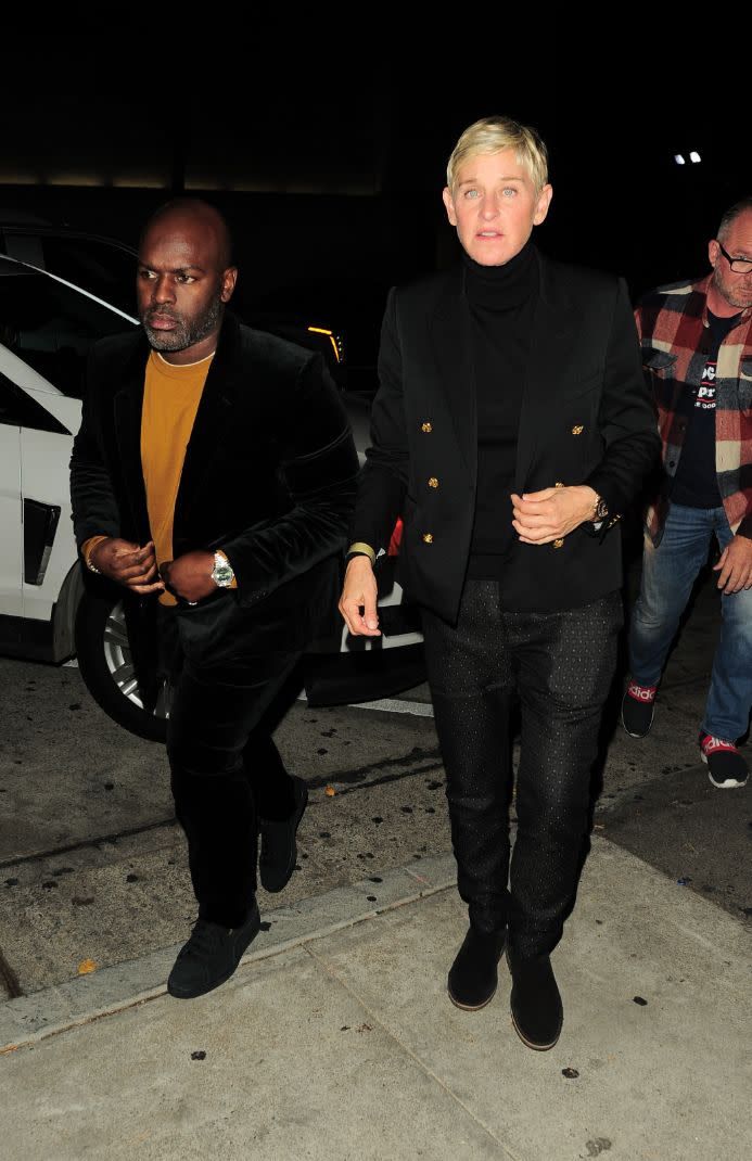 Ellen DeGeneres join Kris Jenner and Corey Gamble at Craig’s for dinner on Oct. 25 2021, Los Angeles. - Credit: twoeyephotos/MEGA