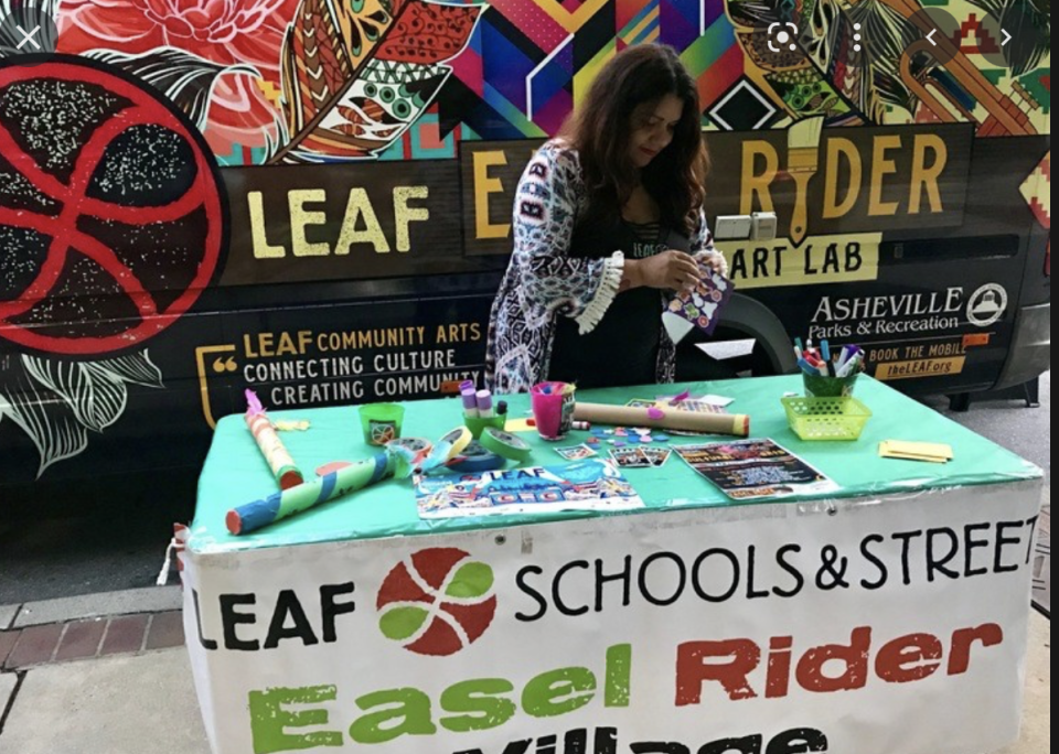 The LEAF Easel Rider, a moble arts and crafts lab, will be at the Tuesday Night Block Parties at Brevard.