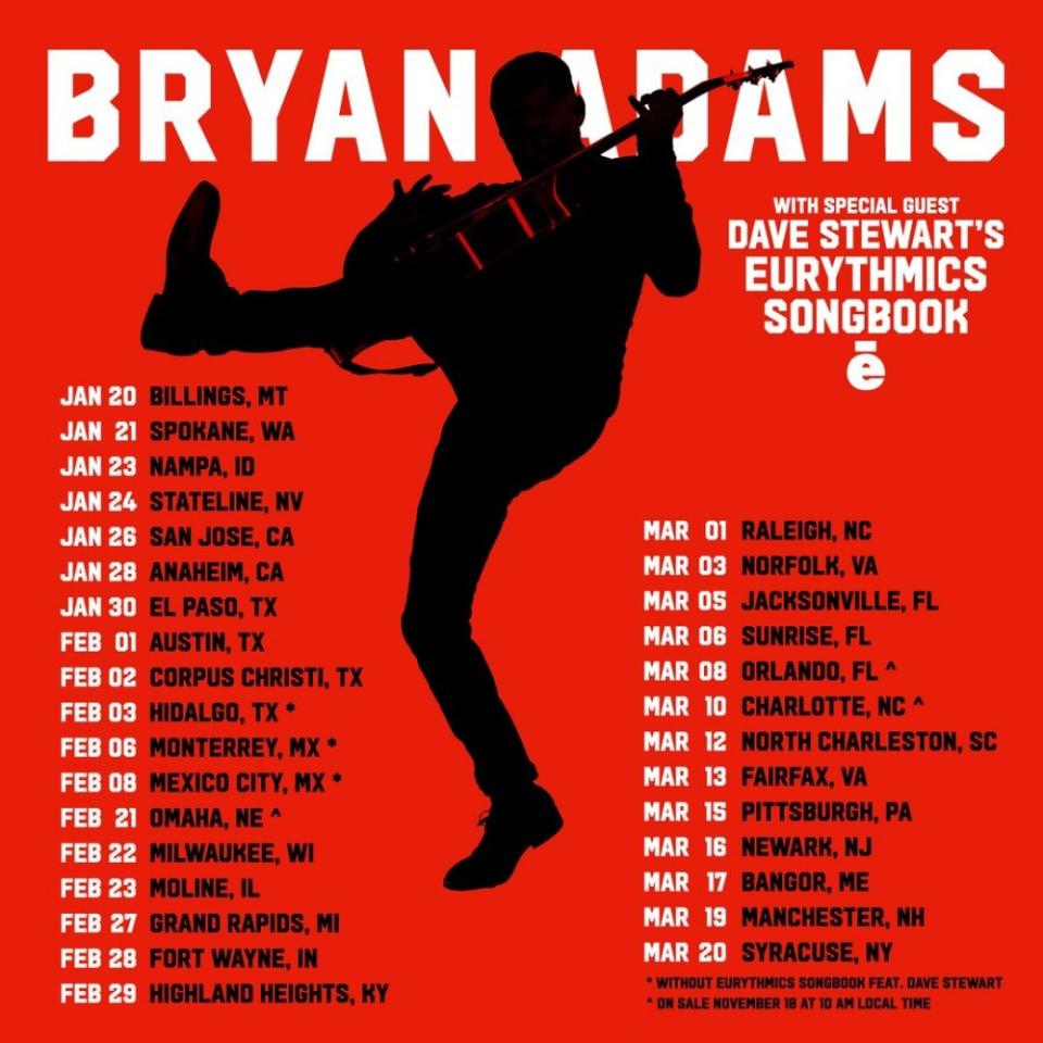 Bryan Adams 2024 So Happy It Hurts tour dates North America announcement tickets pre-sale on-sale Ticketmaster StubHub