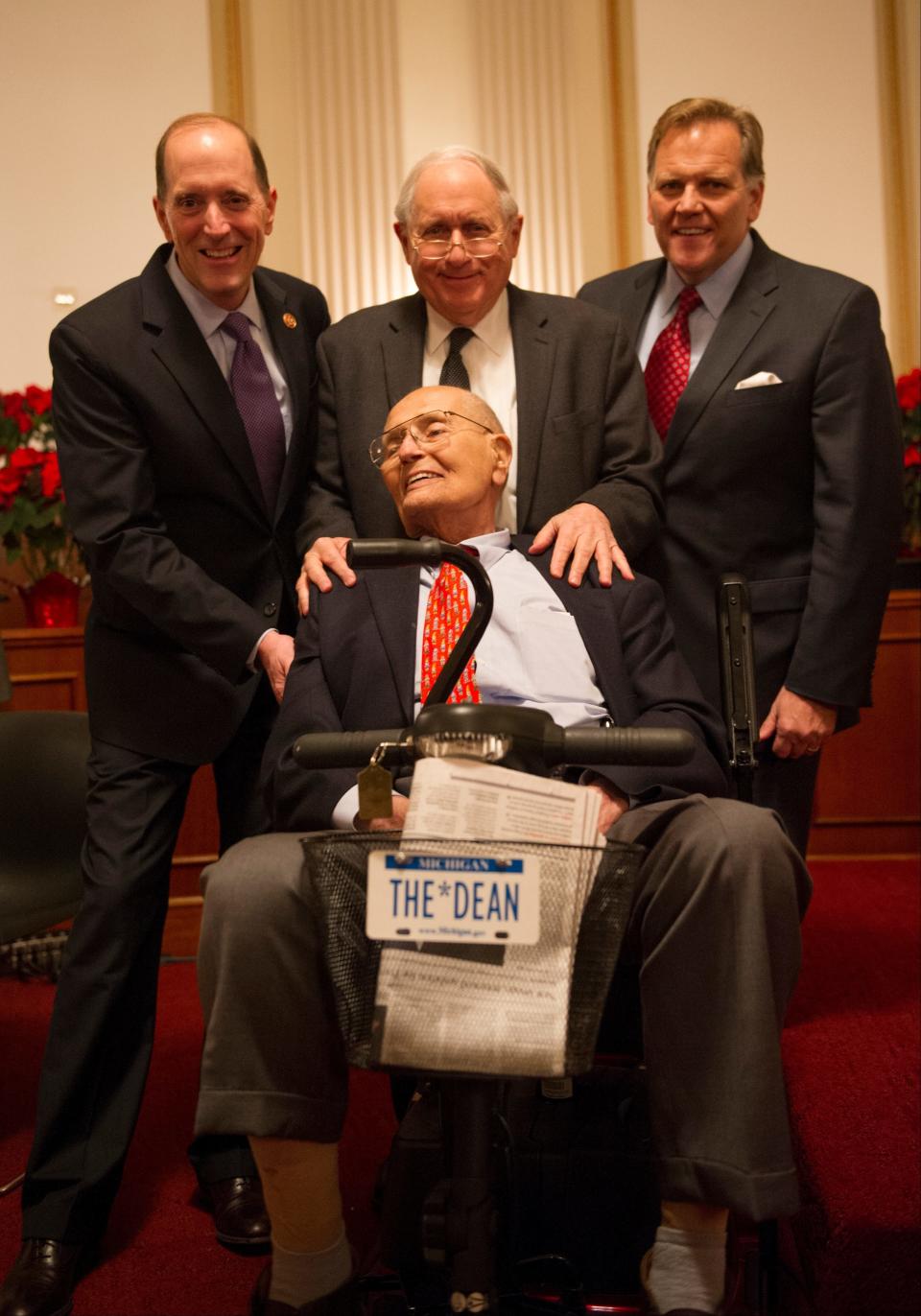 Four retiring Congressional members from the State of Michigan, Reps. John Dingell, (front) Dave Camp, (left) Mike Rogers (right) and Sen. Carl Levin (middle) are all departing Congress.Together they have 133 years of service at the Capitol.