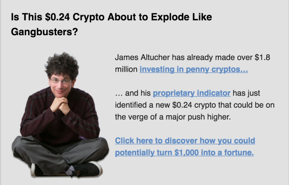 One pitch from a newsletter (Screenshot: Yahoo Finance)