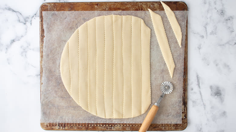 cutting pastry strips 