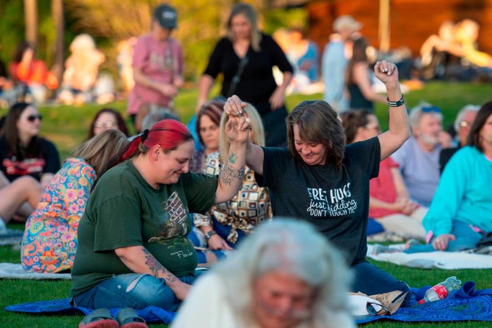 Fans dance before the start of the KC and The Sunshine Band concert at The Sound Amphitheater in Gautier on Friday, April 12, 2024. The show marks the multi-million dollar venue’s inaugural show. Hannah Ruhoff/Sun Herald