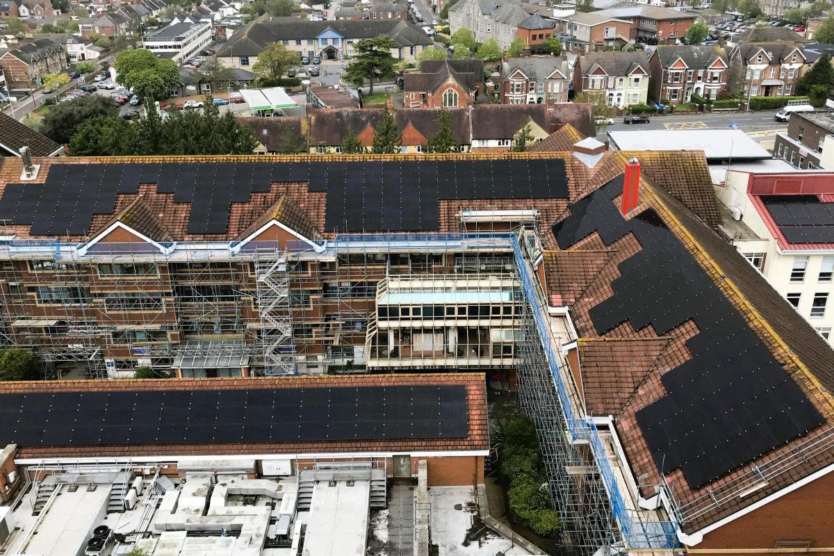 Solar panels at Poole Hospital <i>(Image: UHD)</i>