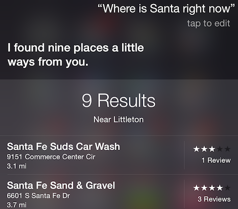 Siri can't find Santa...