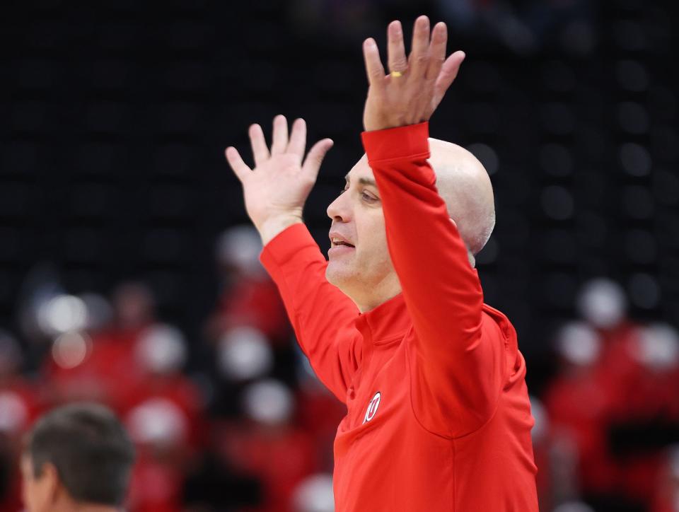 Utah Utes head coach Craig Smith looks for a call at the Delta Center in Salt Lake City on Thursday, Nov. 30, 2023. Utah won 79-66. | Jeffrey D. Allred, Deseret News