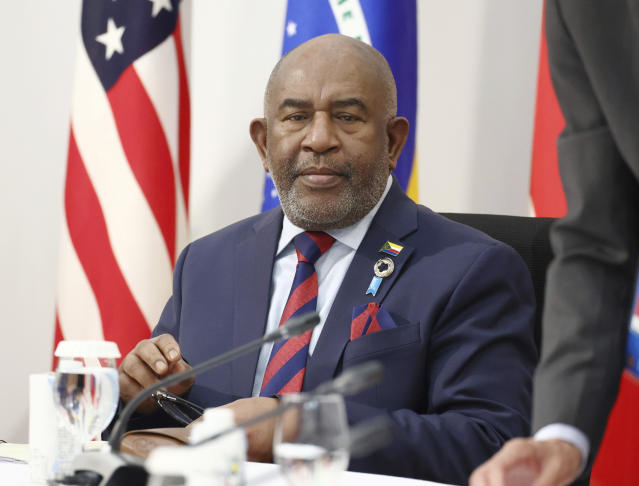 President of Comoros Azali Assoumani attends an outreach session of the leaders of the G7 nations and invited countries, during the G7 Summit in Hiroshima, western Japan, Saturday, May 20, 2023. (Japan Pool via AP)