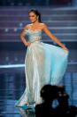 Miss Philippines, Janine Tugonon, competes in an evening gown of her choice as one of the top ten contestants during this year's LIVE NBC Telecast of the 2012 Miss Universe Competition at PH Live in Las Vegas, Nevada on December 19, 2012. HO/Miss Universe Organization L.P., LLLP