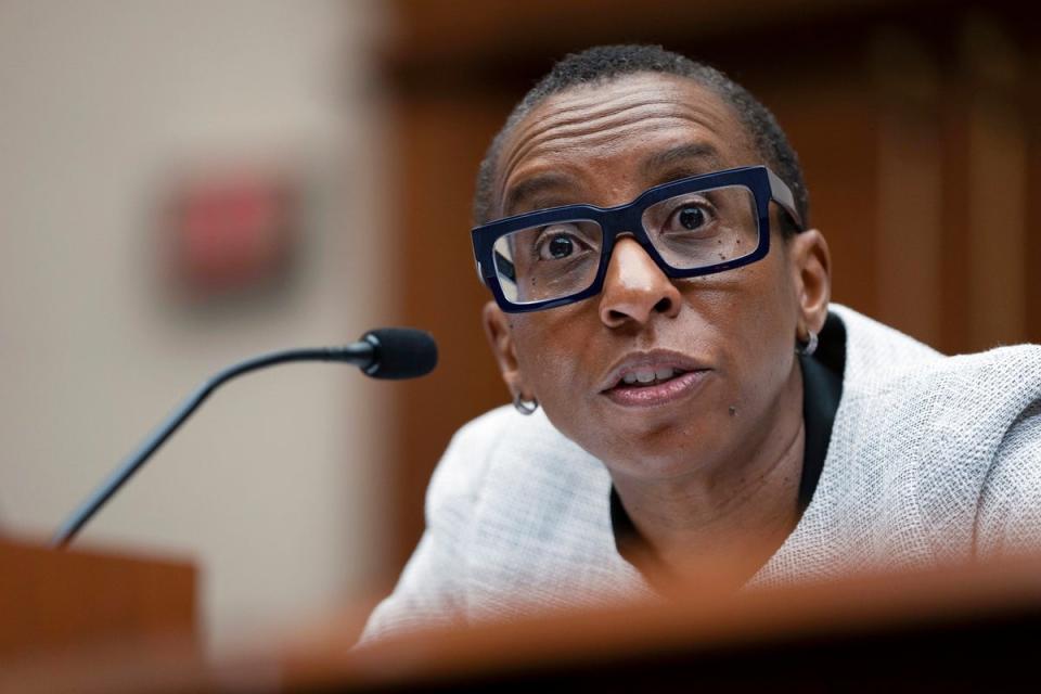 Harvard President Claudine Gay speaks during a hearing of the House Committee on Education on Capitol Hill, 5 December 2023, in Washington (Copyright 2023 The Associated Press. All rights reserved.)