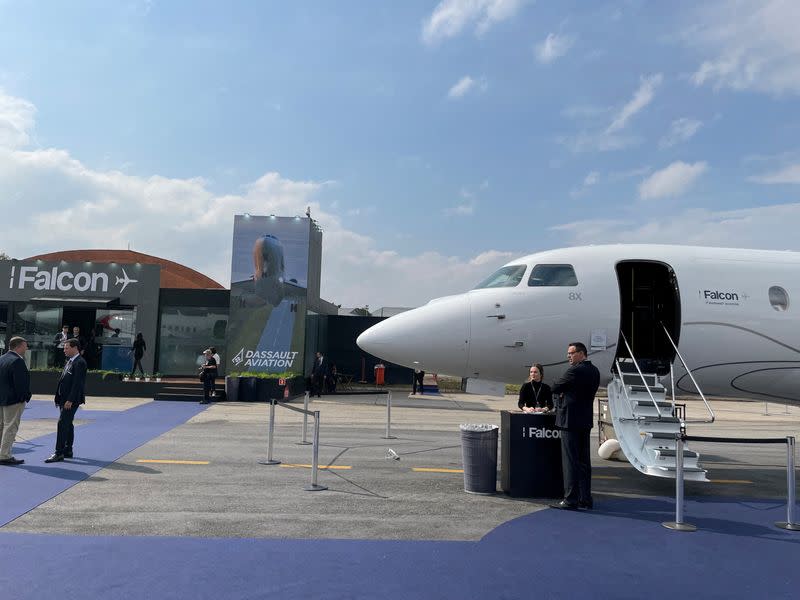 FILE PHOTO: A Falcon airplane is seen at the LABACE air show in Sao Paulo