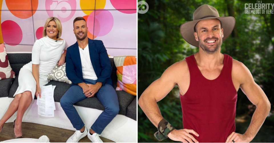 Beau Ryan with his Studio 10 co-host Sarah Harris and in his promotional shot for I'm A Celebrity... 