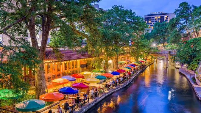 San Antonio, Texas, USA cityscape at the River Walk.