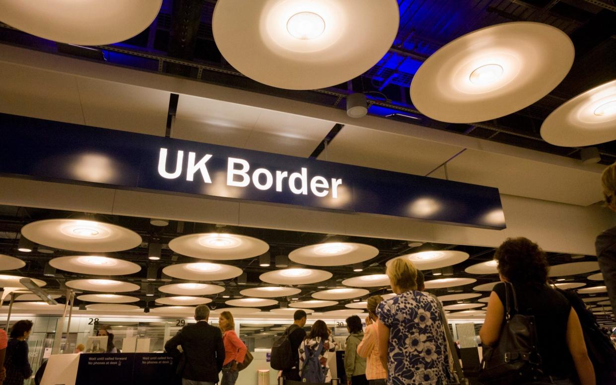 Passport control at Heathrow Airport